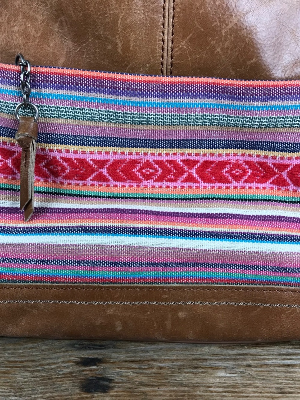 The Sak Brown Leather Boho Crossbody Woven Colorful Bag Purse Hippie - Picture 5 of 15
